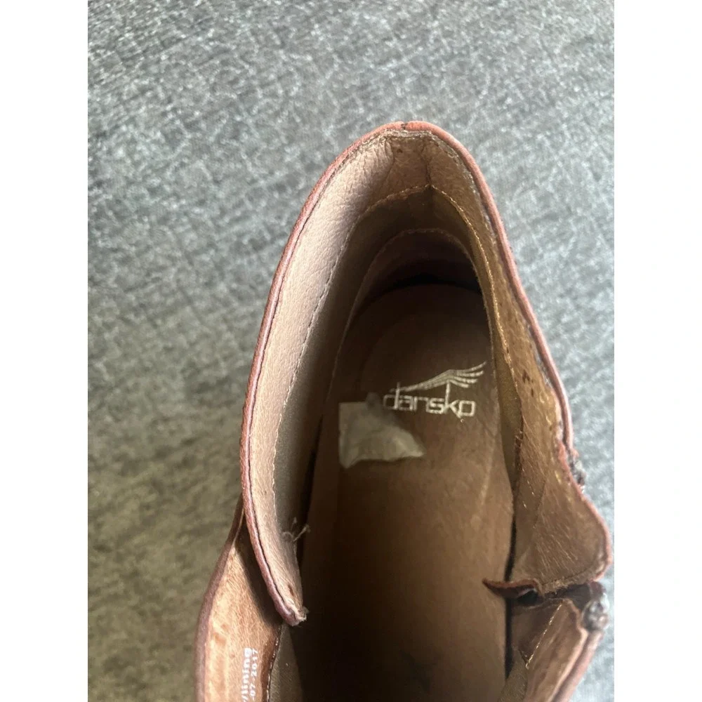 Dansko Shirley Boots Women's US 9.5-10 Brown Leather Wedge Heel Ankle Booties‎